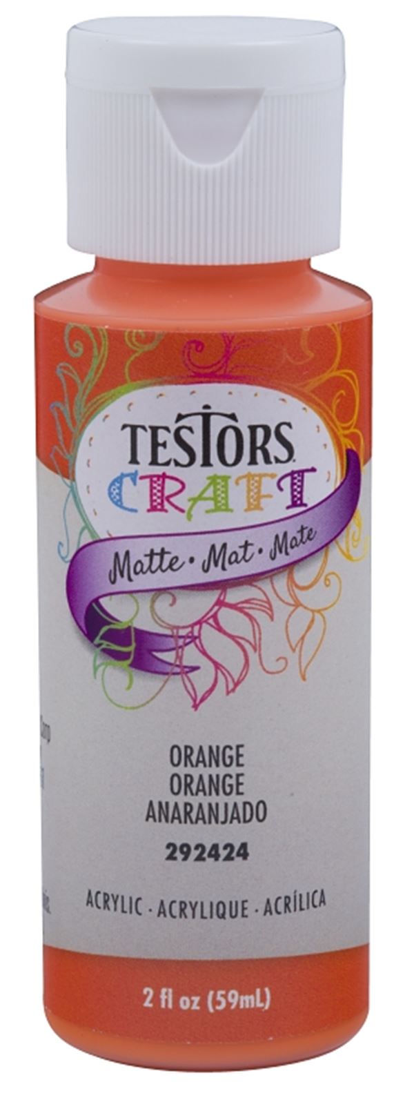 Testors 292424A Acrylic Craft Paint, Matte, Orange, 2 oz, Bottle