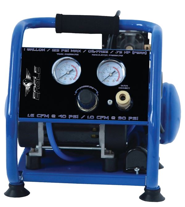 Eagle Silent Series EA-2000 Portable Air Compressor, Tool Only, 1 gal Tank, 0.75 hp, 115 V, 125 psi Pressure, 1-Stage