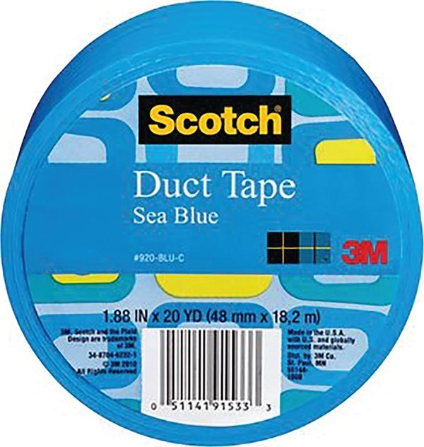 3M 920-BLU-C Duct Tape, 20 yd L, 1.88 in W, Cloth Backing, Sea Blue