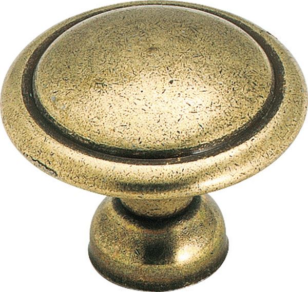 Amerock 848LB Cabinet Knob, 1 in Projection, Zinc, Light Antique Brass