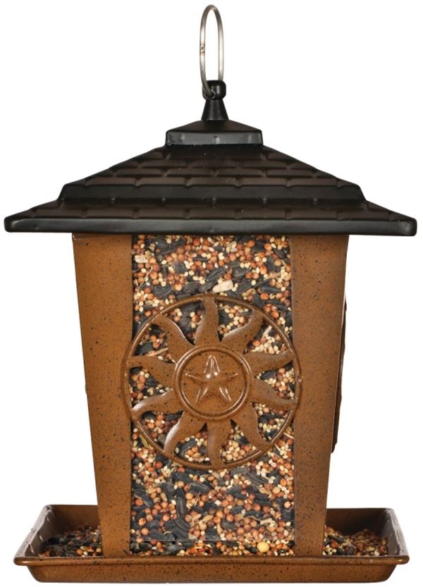 Perky-Pet 370 Seed Lantern Feeder, Sun, Star, 3 lb, Metal, Brown, 10.26 in H, Hanging/Pole Mounting, Pack of 2