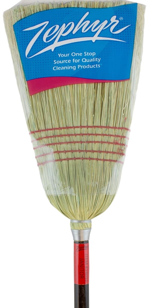 Zephyr 38032 Janitor Broom, #32 Sweep Face, Natural Fiber Bristle