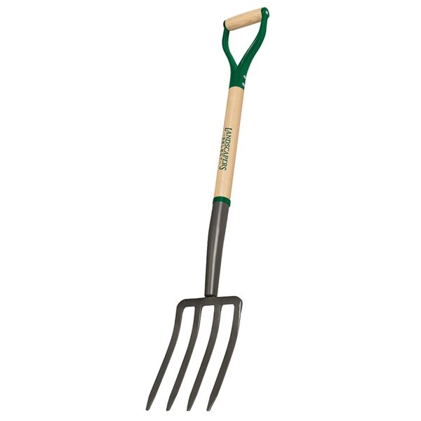 Landscapers Select 34619 Garden Spading Fork, Steel Tine, 4 -Tine, Steel Tine, Gray, Wood Handle, 30 in L Handle