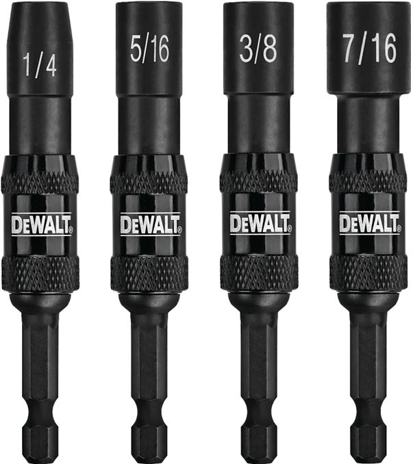 DeWALT DWPVTDRV Nut Driver Set, 4-Piece, Pivoting, Steel, Magnesium Phosphate