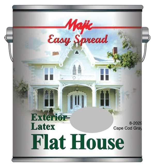 Majic Paints 8-2029-1 Exterior House Paint, Flat, Cape Cod Gray, 1 gal Pail, Pack of 4