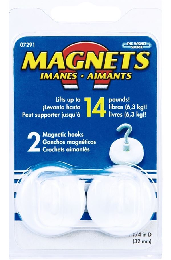 Magnet Source 07291 Magnetic Hook, 2-Hook, 14 lb