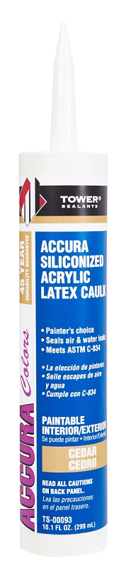 Tower Sealants ACCURA TS-00093 Silicone Caulk, Cedar, 7 to 14 days Curing, 40 to 140 deg F, 10.1 fl-oz Tube