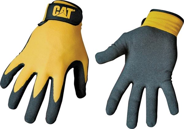 CAT CAT017416L Protective Gloves, L, Open Cuff, Nylon, Black/Yellow