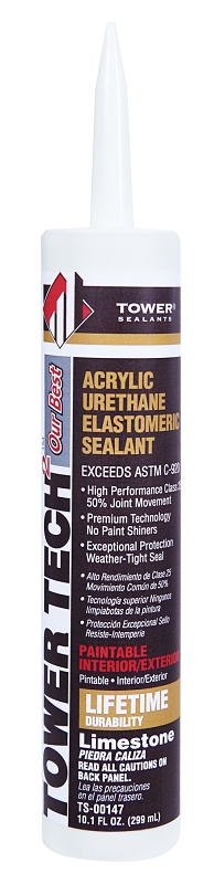 Tower Sealants TOWER TECH2 TS-00147 Elastomeric Sealant, Limestone, 7 to 14 days Curing, 40 to 140 deg F, 10.1 fl-oz