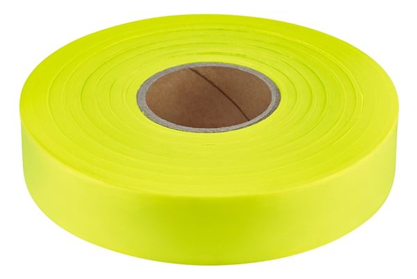 Empire 77-064 Flagging Tape, 600 ft L, 1 in W, Yellow, Plastic