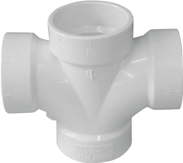 Canplas 192184 Double Sanitary Pipe Tee, 3 in, Hub, PVC, White