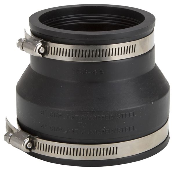 ProSource Coupling, 4 x 3 in, PVC, Black