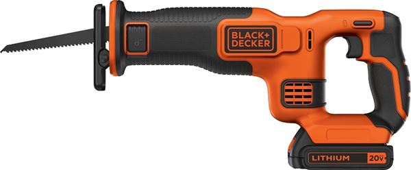 Black+Decker BDCR20C Reciprocating Saw Kit, Battery Included, 20 V, 1.5 Ah, 7/8 in L Stroke, 3000 spm