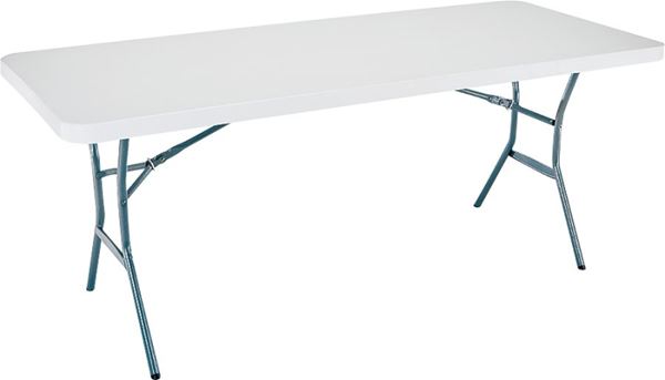 Lifetime Products 5011 Fold-in-Half Table, Steel Frame, Polyethylene Tabletop, Gray/White