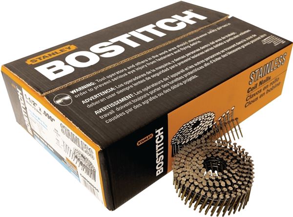 Bostitch C4R90BDSS Siding Nail, 1-1/2 in L, Stainless Steel, Ring Shank, 3600/PK