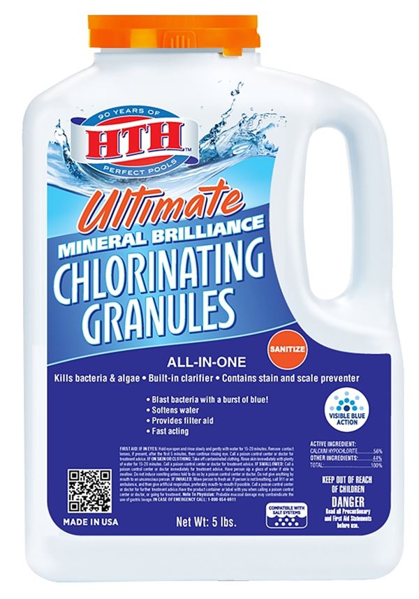 HTH Ultimate Mineral Brilliance 22007 Chlorinating Granule, Powder, Chlorine-Like, 5 lb, Pack of 3