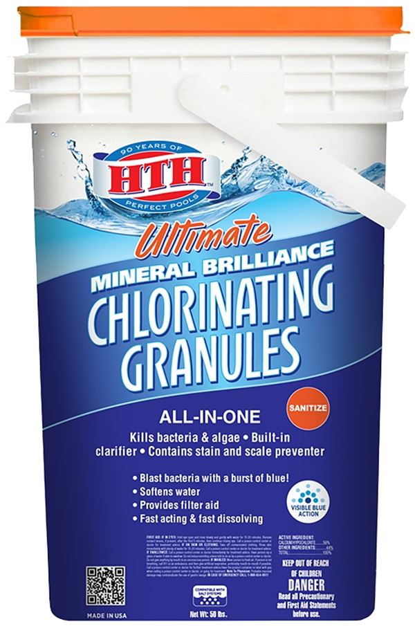 HTH Ultimate Mineral Brilliance 22009 Chlorinating Granule, Powder, Chlorine-Like, 50 lb