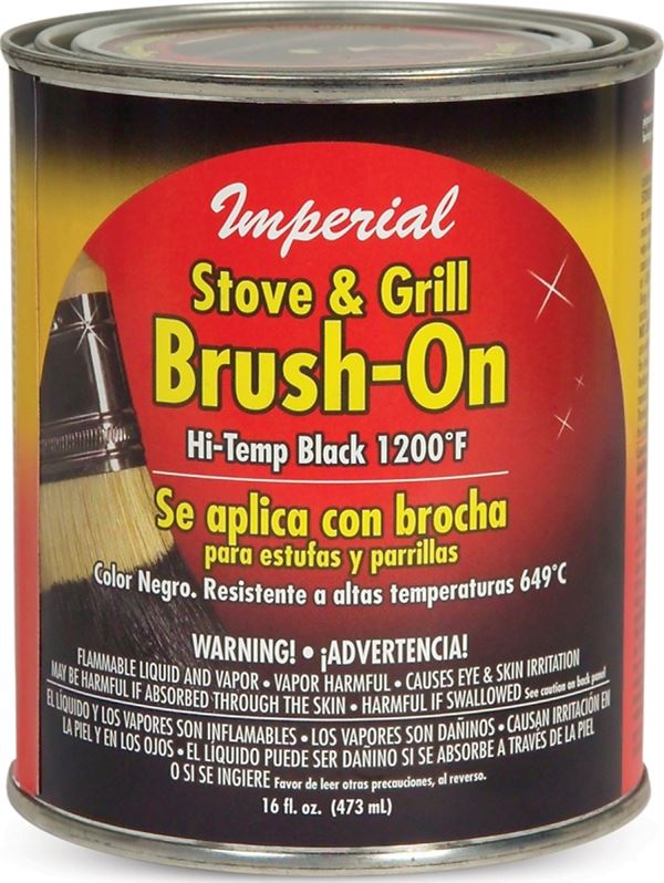 Imperial CH0134 Stove and Grill Paint, Liquid, Black, Solvent, 16 fl-oz Can