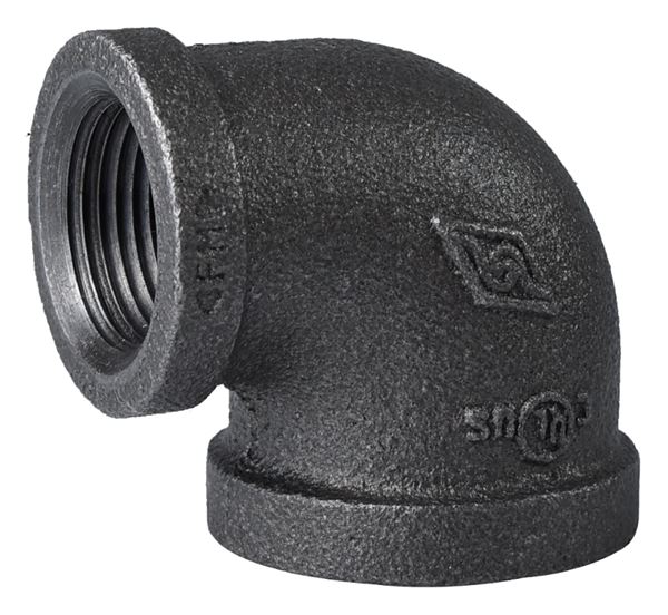 Prosource 2B-1X3/4B Reducing Pipe Elbow, 1 x 3/4 in, FIP, 90 deg Angle, Malleable Iron, SCH 40 Schedule