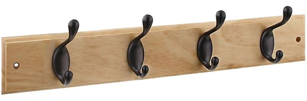 National Hardware DPV8170 S813-022 Hook Rail, 4-Hook, Wood, Oil-Rubbed Bronze