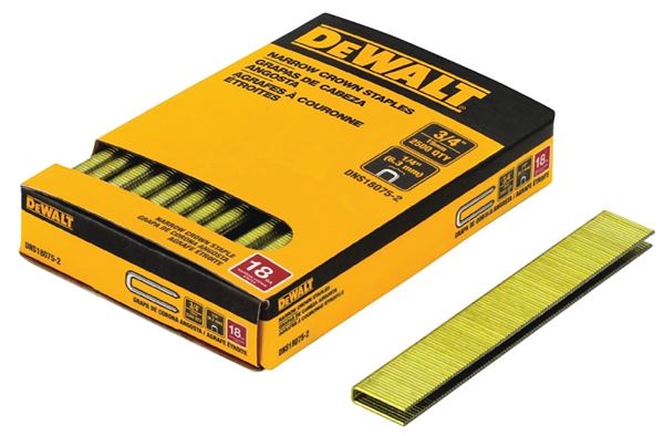 DeWALT DNS18075-2 Crown Staple, 1/4 in W Crown, 3/4 in L Leg, 18 Gauge, Steel