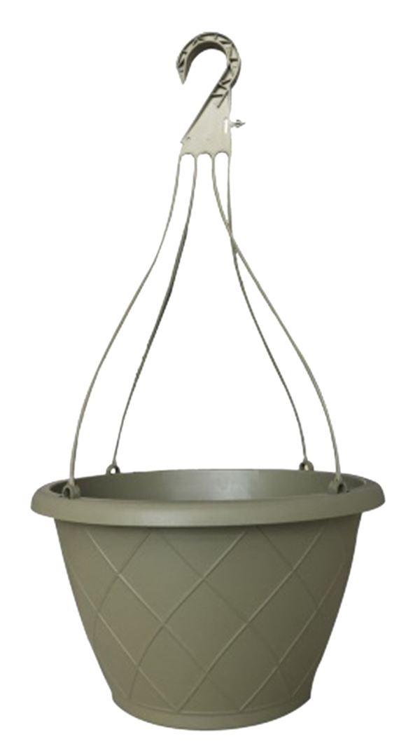 Southern Patio HH1224OG Weave Hanging Basket, Poly Resin, Olive Green