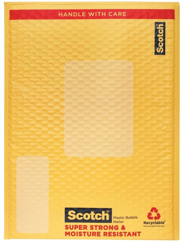 Scotch 8915 Smart Mailer, 10-1/2 x 15 in, Yellow, Self-Seal Closure, Pack of 10