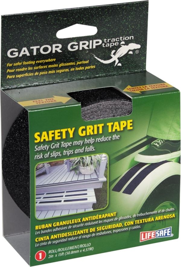 Incom RE3951 Safety Grit Tape, 15 in L, 2 in W, PVC Backing, Black