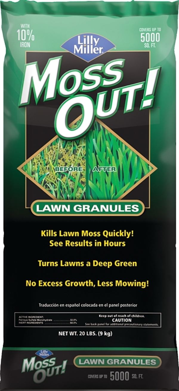 Moss Out! 100099164 Moss and Algae Killer, Granular, Black/Gray, 20 lb