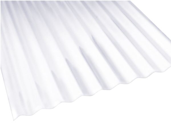 Palruf 100423 Corrugated Roofing Panel, 8 ft L, 26 in W, 0.063 in Thick Material, PVC, Clear, Pack of 10