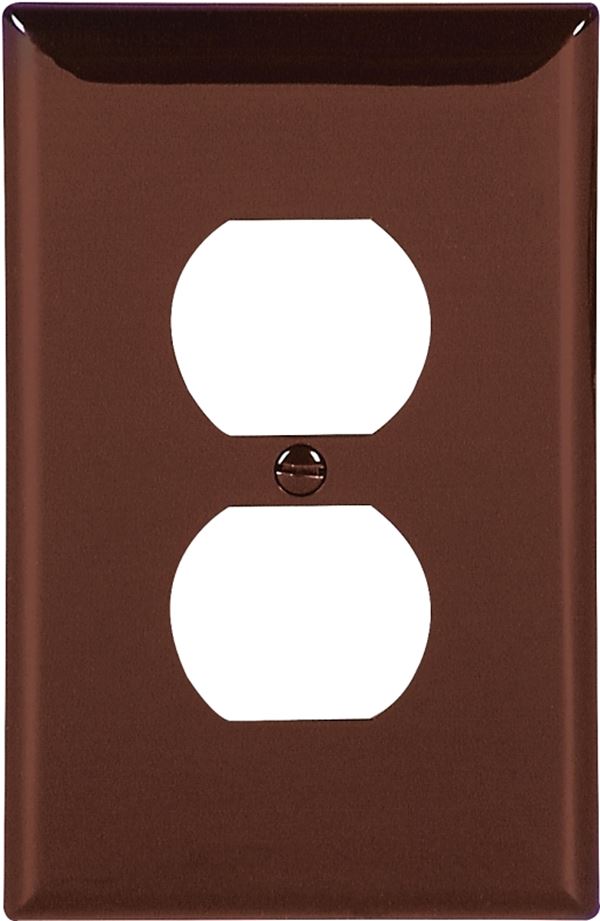 Eaton Wiring Devices 5132B-BOX Receptacle Wallplate, 4-1/2 in L, 2-3/4 in W, 1 -Gang, Nylon, Brown, High-Gloss, Pack of 15