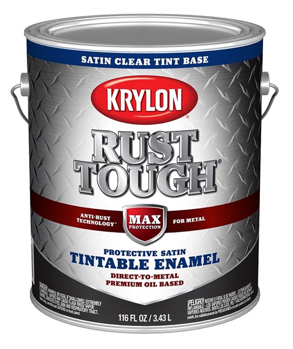 Krylon Rust Tough K09751008 Enamel Paint, Satin Sheen, Clear, 1 gal, 400 sq-ft/gal Coverage Area, Pack of 4