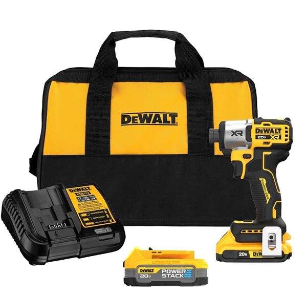 DeWALT XR Series DCF845D1E1 Impact Driver Kit, Battery Included, 20 V, 2 Ah, 1/4 in Drive, 4200 ipm, 3400 rpm Speed