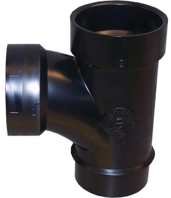 Canplas 105153LBC Sanitary Pipe Tee, 3 in, Spigot x Hub, ABS, Black