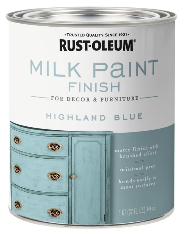 Rust-Oleum 331050 Milk Paint, Matte, Highland Blue, 1 qt, Can