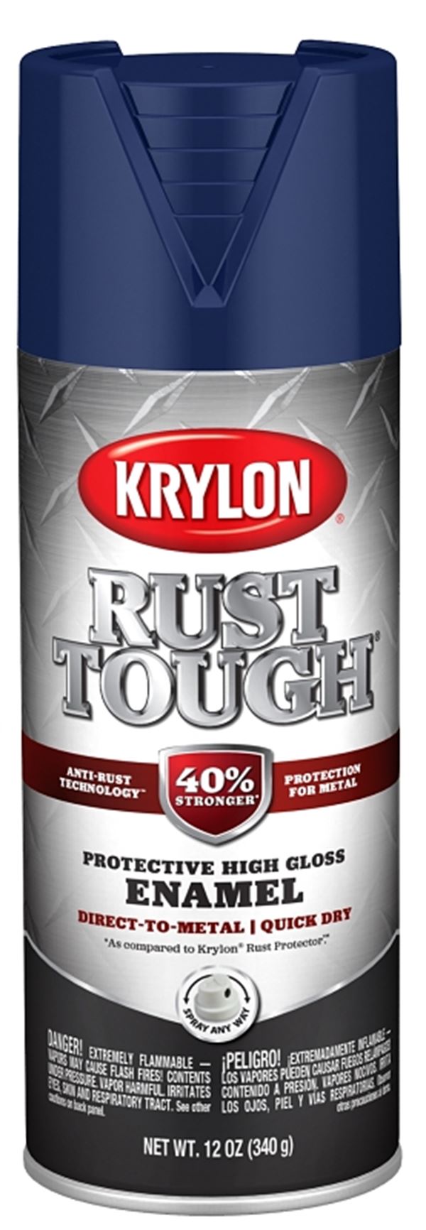 Krylon Rust Tough K09265008 Enamel Spray Paint, Gloss, Navy Blue, 12 oz, Can, Pack of 6