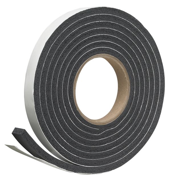 Frost King R534H Foam Tape, 3/4 in W, 10 ft L, 5/16 in Thick, Rubber, Black