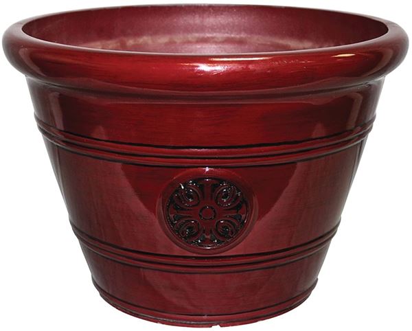 Southern Patio HDP-019299 Planter, 10-1/2 in H, 12 in W, 12 in D, Vinyl, Oxblood