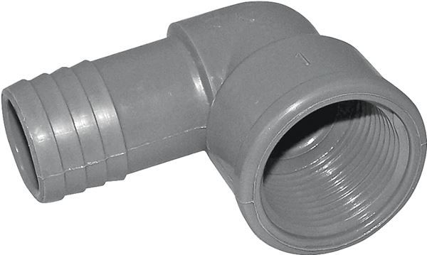 Boshart UPVCFE-07 Combination Pipe Elbow, 3/4 in, Insert x FPT, 90 deg Angle, PVC, Black