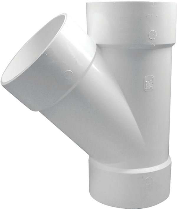 Canplas 192306 Pipe Wye, 6 in, Hub, PVC, White, SCH 40 Schedule