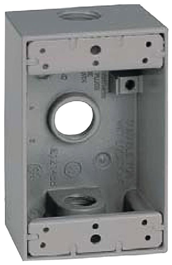 Orbit 1B50 1B50-3 Weatherproof Box, 2-3/4 in W, 2 in D, 4-1/2 in H, 1 -Knockout, Screw Mounting, NEMA 3R, Gray