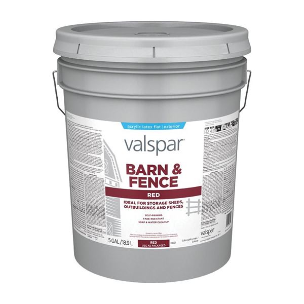 Valspar 018.3125-10.008 Barn and Fence Paint, Red, 5 gal Pail