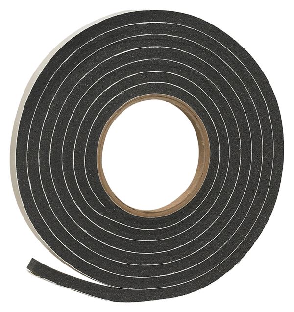 Frost King R538H Foam Tape, 3/8 in W, 10 ft L, 5/16 in Thick, Rubber, Black