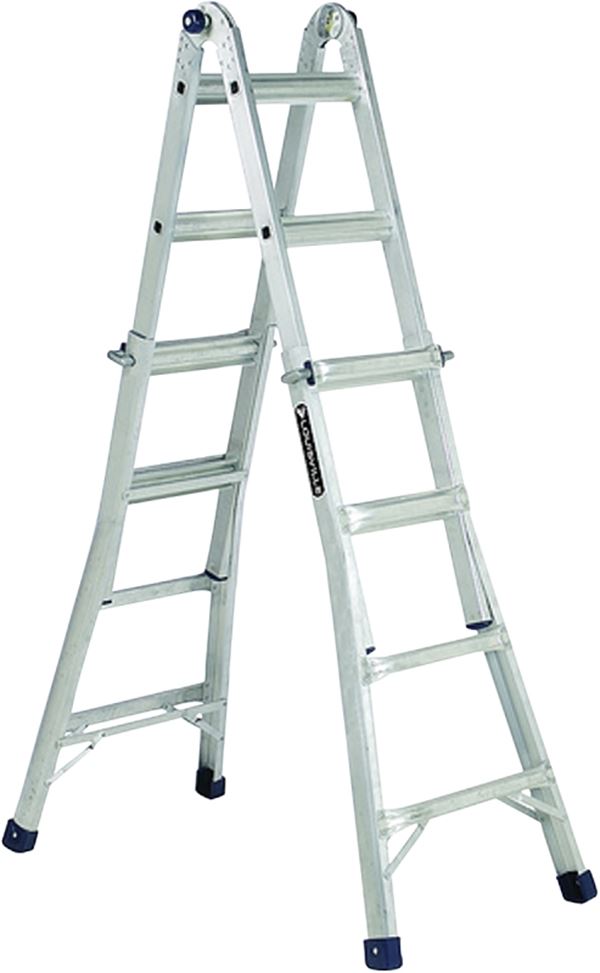 Louisville L-2098-22 Multi-Purpose Ladder, 11 to 19 ft Max Reach H, 20-Step, Type IA Duty Rating, Aluminum