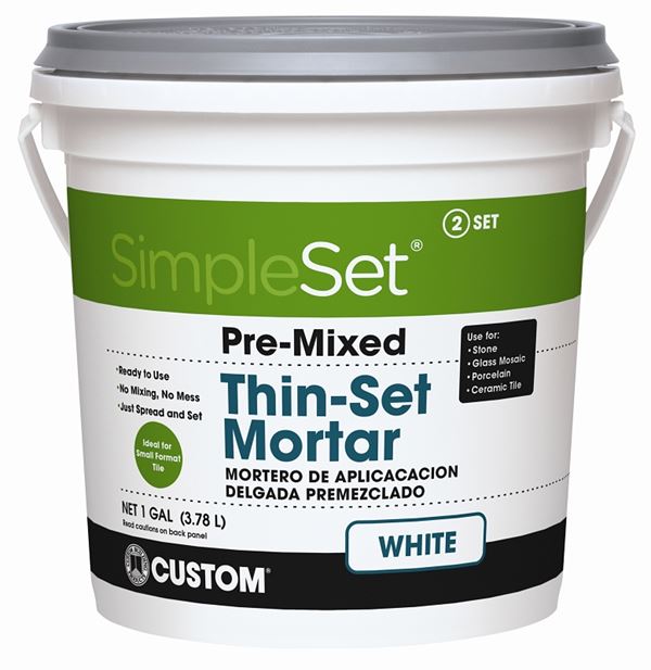 Custom STTSW1-2 Thin-Set Mortar, White, Paste, 1 gal, Pail, Pack of 2