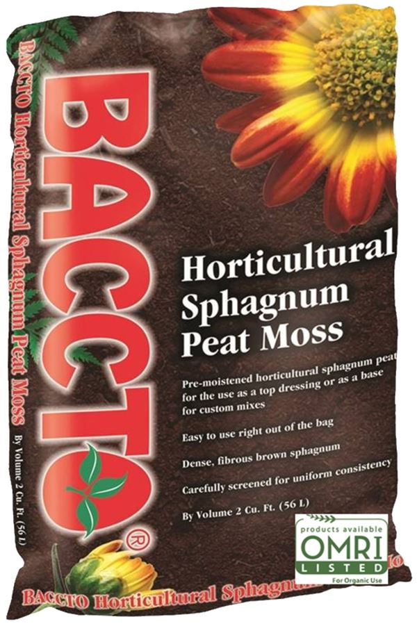 Baccto 1532P Sphagnum Peat Moss, Solid, Dark Brown/Light Brown, Faint Soil, Bag