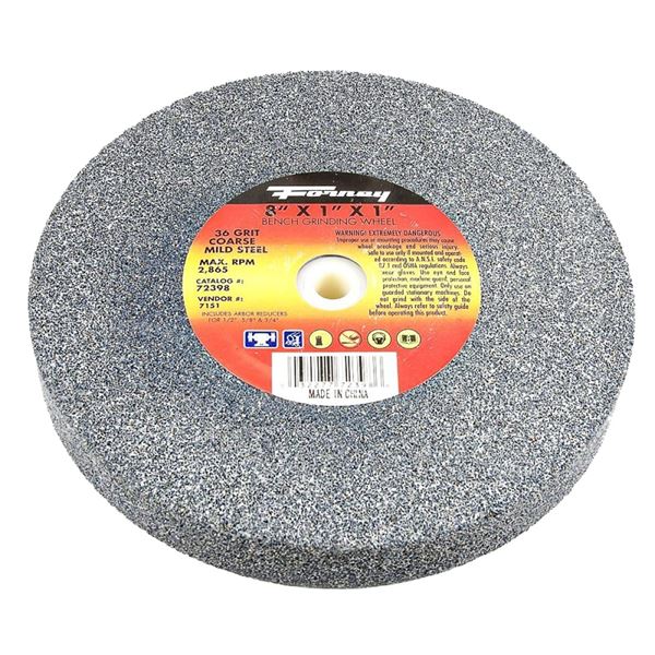 Forney 72398 Bench Grinding Wheel, 8 in Dia, 1 in Arbor, 36 Grit, Coarse, Aluminum Oxide Abrasive