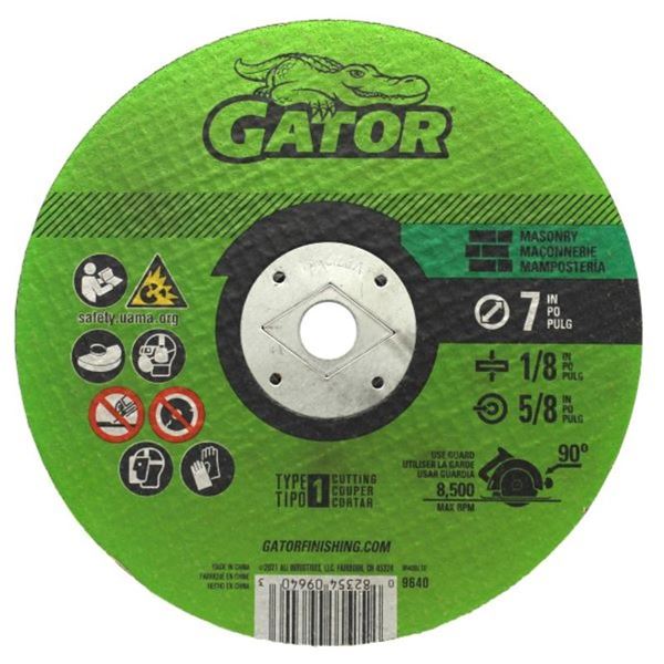 Gator 9640 Cut-Off Wheel, 7 in Dia, 1/8 in Thick, 5/8 in Arbor