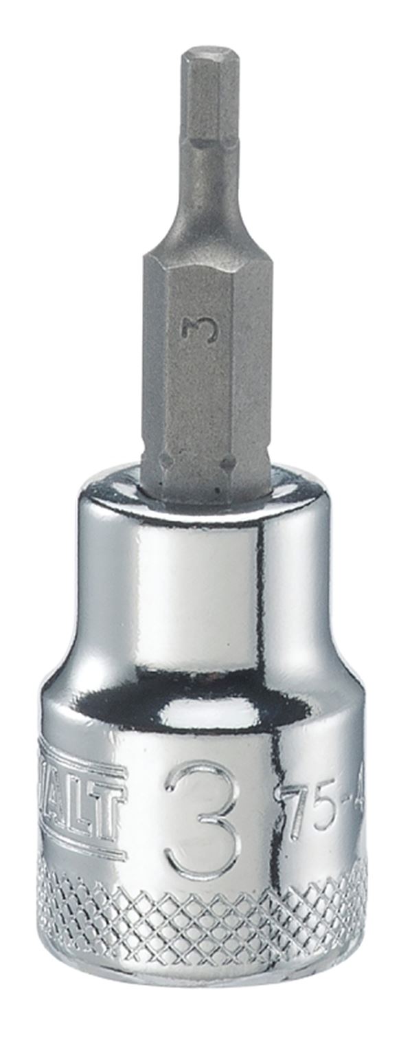 DeWALT DWMT75456OSP Fractional Hex Bit Socket, 3 mm Tip, 3/8 in Drive, Polished Chrome Vanadium, 1-31/32 in OAL