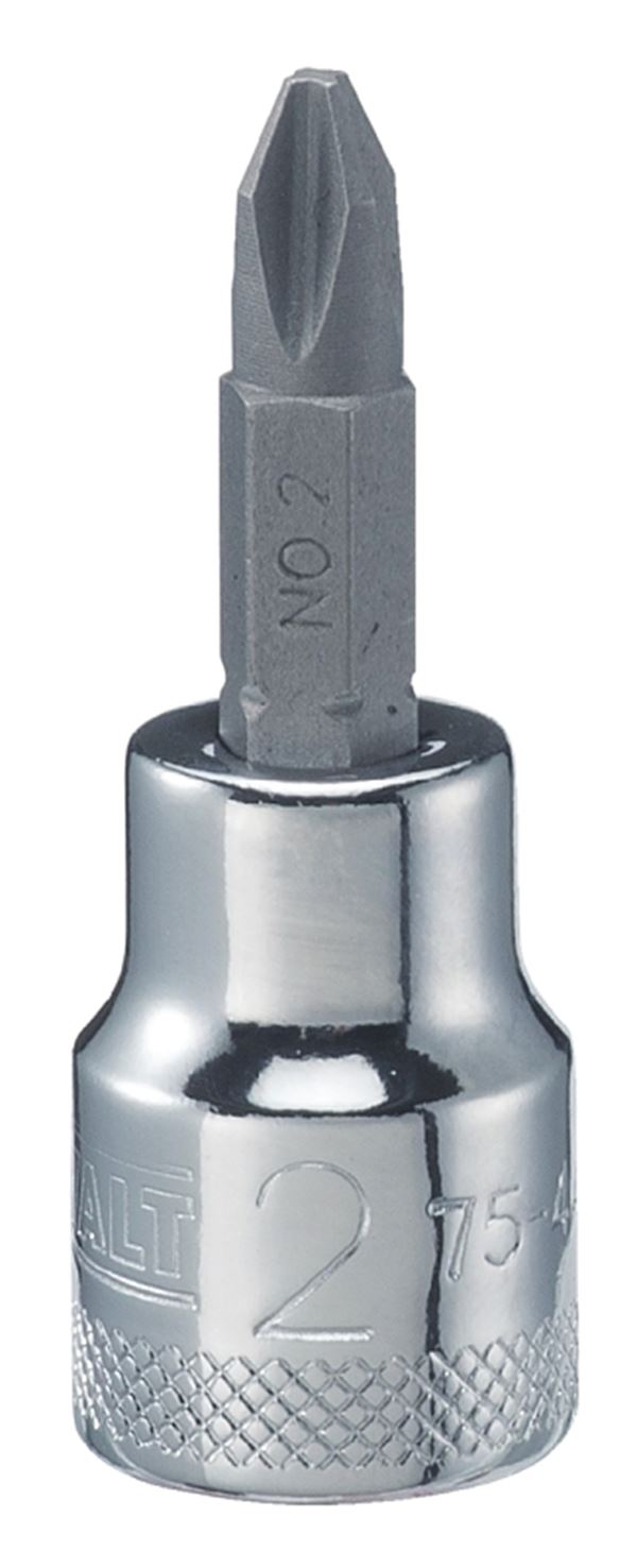 DeWALT DWMT75447OSP Phillips Screwdriver Bit Socket, #2 Tip, 3/8 in Drive, Chrome Vanadium, Polished Chrome Vanadium